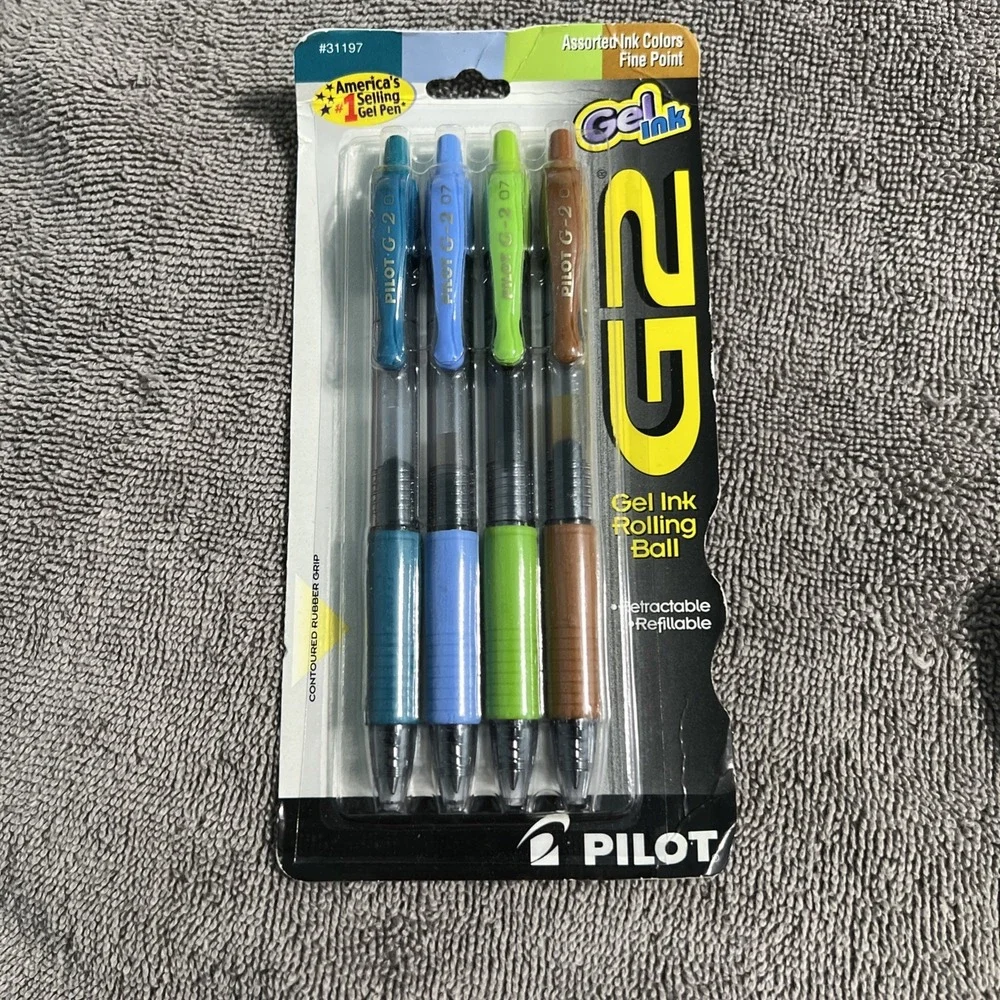 4 Pilot G2 Premium Gel Roller Pens Light Blue, Brown, Lime Green, Turquoise‎